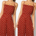 Elegant Sexy Jumpsuits Women Sleeveless Polka Dots Loose Trousers Wide Leg Pants Rompers Holiday Backless Bow Leotard Overalls