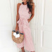 Elegant Sexy Jumpsuits Women Sleeveless Striped Jumpsuit Loose Trousers Wide Leg Pants Rompers Holiday Belted Leotard Overalls