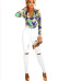 Evaqueen 2018 Sexy V Neck Long Sleeve Bodysuit Fashion Floral Patchwork Print Women Jumpsuit Club Beach Party Romper Playsuits