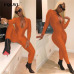 FQLWL Long Sleeve Black Sexy Bodycon Jumpsuit For Women Zipper V Neck Skinny Rompers Womens Jumpsuit Female Streetwear Overalls