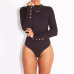 Fashion Sexy Women Long Sleeve O Neck Stretch Bodysuit Lady Leotard Body Tops Europe and America