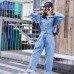 Fashion Streetwear Style Denim Overalls Women 2018 Autumn Long Sleeve Bodysuit High Waist Jeans Bodycon Romper Wide Leg Jumpsuit