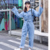 Fashion Streetwear Style Denim Overalls Women 2018 Autumn Long Sleeve Bodysuit High Waist Jeans Bodycon Romper Wide Leg Jumpsuit