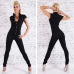 Fashion Women Denim Long Jumpsuit Sexy Deep V Neck Jean Jumpsuits Buttons Chain Black Overalls For Women Rompers Autumn