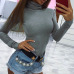 Female Body Autumn Top Bodycon Bodysuit Feminino Mujer Skinny Solid Sexy Club Stretchy Rompers Winter Jumpsuit Long Sleeve M0018