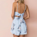 Free Ostrich Girl Boho Floral Sleeveless Sexy Jumpsuit Women Sashes Summer Beach Party Playsuit Short Romper Overalls D1235