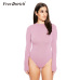 Free Ostrich Sexy Long Sleeve Bodysuits Women Skinny Pure Colour Rompers Bodycon Ladies Elegant body Femme D2435