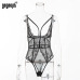 Gagaopt Lace Bodysuit Women Bandage Mesh Bodysuit Fashion Black/White Sexy Bodysuit Jumpsuit Overalls Sleepwear