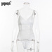 Gagaopt Lace Bodysuit Women Fashion Embroidery Bandage Bodysuit Black/White Halter Sexy Bodysuit Jumpsuit Overalls Streetwear