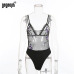 Gagaopt Lace Bodysuit Women Floral Embroidery Sexy Bodysuit Ladies White/Black Mesh Bodysuit Jumpsuit Overalls Sleepwear