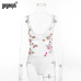 Gagaopt Lace Bodysuit Women Floral Embroidery Sexy Bodysuit Ladies White/Black Mesh Bodysuit Jumpsuit Overalls Sleepwear