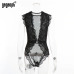 Gagaopt Lace Bodysuit Women Summer Sleeveless Bodycon Mesh Bodysuit Black Perspective Sexy Bodysuit Jumpsuit Overalls Sleepwear