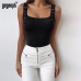 Gagaopt Sexy Bodysuit Women Fashion Square Collar Adjustable Strap Skinny Sleeveless Bodysuit Black Bodysuit Jumpsuit Overalls