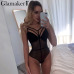 Glamaker Mesh black sexy teddy bodysuit Women transparent strap bodysuit Female summer bandage bodysuit one-pieces 2019 jumpsuit