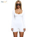 HAOYUAN Sexy Bodycon Bodysuit Long Sleeve Playsuit Streetwear Black White Ladies One Piece Short Rompers Jumpsuit Women Overalls