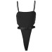 HEYounGIRL High Waist Bodycon Sexy Women Bodysuit Black Spaghetti Strap Bodysuit with Plastic Buckle Short Rompers Jumpsuit Club