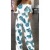 Hot Jumpsuits Women Clubwear Short Sleeve Playsuit Sexy Floral Print Rompers Womens Jumpsuit Long Trousers Pants