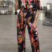 Hot Sale Bohemian Palm Print Lace Up Jumpsuits&Rompers Off Shoulder Plus Size Women Jumpsuit Summer Beach Sexy Jumpsuit Overalls