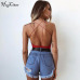 Hugcitar cotton bandage backless sexy Bodycon Bodysuits 2018 Women Casual Female Summer fashion body swimwear red white solid