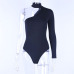 Hugcitar cotton halter one-shoulder sexy bodysuit women new fashion winter spring solid bodycon casual body