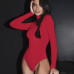 Hugcitar cotton long sleeve high neck bodycon sexy bodysuit women 2017 autumn winter red solid female fashion party body