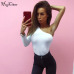 Hugcitar cotton one shoulder slope neckline bodysuit single long sleeve bodyocn bodysuit 2018 summer Women sexy body