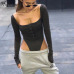 Hugcitar cotton slash neck sexy button long sleeve black solid bodycon bodysuit 2018 summer atutmn women fashion body