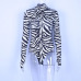 Hugcitar high neck long sleeve Zebra pattern Sexy bodysuit 2018 autumn winter women fashion bodycon elastic christmas party body