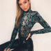 Hugcitar snake skin grain print long sleeve high neck bodysuits 2018 autumn women street fashion sexy snakeskin bodysuit