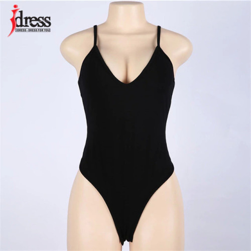 IDress 2017 Sexy Black Fitness Bodysuit Women Sleeveless Solid Bodycon Body Rompers Womens Club Jumpsuit Slim Overalls Bodysuits