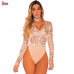 IDress New Womens Overalls Combinaison Short Femme Sexy Bodycon Deep V-Neck Sequin Bodysuits Long Sleeve Jumpsuit Body Feminino