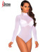 IDress Sexy Club Jumpsuits Lady Bodysuit Women Rompers Bodycon Jumpsuit Long Sleeve Mesh Bodysuit Sheer Trutleneck Bodysuits