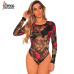 IDress Sexy Club Jumpsuits Lady Bodysuit Women Rompers Bodycon Jumpsuit Long Sleeve Mesh Bodysuit Sheer Trutleneck Bodysuits