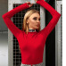 InstaHot Cotton Letter Print Turtleneck Bodysuits Women Mock Neck Autumn Bodycon Tops Playsuits Elastic Party Fashion Blouse