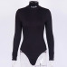 InstaHot Cotton Turtleneck Letter Print Bodysuits Women Autumn Sexy Long Sleeve Playsuits Black Bodycon Tops Female Solid Style