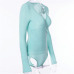 InstaHot Mint Green Deep V Neck Bling Bodysuits Women Elastic Sexy Silver Long Sleeve Tops Fashion Female Autumn Winter Playsuit