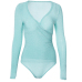 InstaHot Mint Green Deep V Neck Bling Bodysuits Women Elastic Sexy Silver Long Sleeve Tops Fashion Female Autumn Winter Playsuit