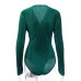 InstaHot Sexy Long Sleeve V Neck Bodysuit for Women 2019 Summer New Fashion Green Textured Shirts Button Tops Elegant Playsuits