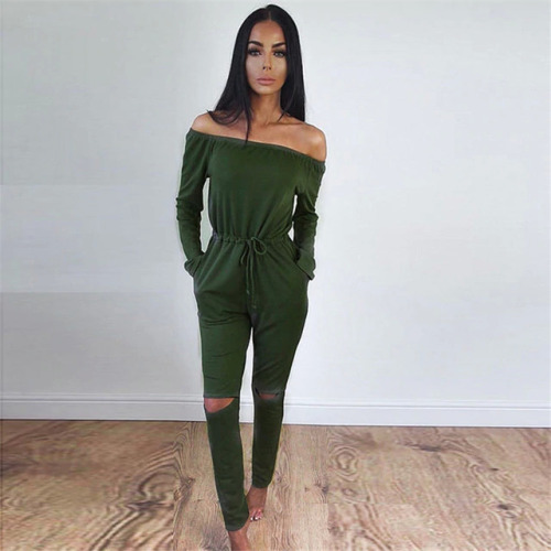 Jumpsuits For Women Sexy 2019 Summer New Arrival High Street Style Elegant Long Sleeve Slash-Neck Off Shoulder Jumpsuit Rompers