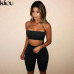 Kliou 2018 women sexy short fluorescence playsuits short hollow out strapless female sexy skinny solid party rompers bodysuits