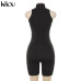 Kliou 2019 women fitness Playsuits sleeveless turtleneck zipper fly letter print patchwork bodysuit sporting skinny outfits