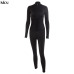 Kliou new arrival women sporting fitness jumpsuit autumn winter full sleeve zipper turtleneck skinny slim female casual bodysuit