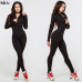 Kliou new arrival women sporting fitness jumpsuit autumn winter full sleeve zipper turtleneck skinny slim female casual bodysuit