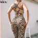 Kliou women sexy Leopard jumpsuits 2019 new elastic skinny fitnees sporting bodysuit back bandage hollow out female sexy rompers