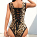 Lace Leopard Bodysuit for Women Sexy Bodycon Skinny Body Suit Strap Sleeveless Playsuit Printed Romper Jumpsuits