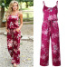 Lace Up Floral Print Women Jumpsuit 2018 Summer Casual Loose Style Wide Leg Girls Beach Jumpsuits Rompers Female Overalls