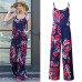 Lace Up Floral Print Women Jumpsuit 2018 Summer Casual Loose Style Wide Leg Girls Beach Jumpsuits Rompers Female Overalls