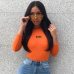 Ladies Long Sleeve Stretch Bodysuit Bandage Leotard Tops Skinny Cotton Jumpsuit Romper Black Orange White