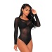 Liva Girl 2019 Nude Mesh Bodysuit Rompers Bodycon Jumpsuit Turtleneck Skinny Bodysuits Transparent New Women Sexy Body Clothing