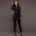 Long Sleeve Black Lace Jumpsuit Women Sexy See Through Mesh Bodycon Long Pants Romper Club Wear Party One Piece Jumpsuit Outfits